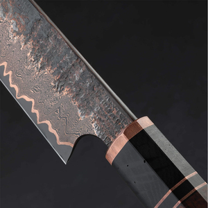 Cuchillo de caza japonés de acero damasco hecho a mano, cuchillo de supervivencia premium para exteriores con funda de cuero. - Product Image 3