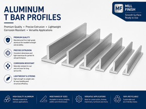 โปรไฟล์อะลูมิเนียมรูปตัว T สำหรับโครงสร้างเสริมแรงและงานตกแต่ง - Product Image 2