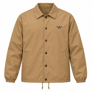 Veste de coach unisexe haut de gamme pour la vente en gros, style streetwear, avec broderie personnalisée sur le devant, écologique, imperméable, légère et coupe-vent - Product Image 3