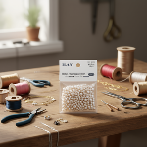 Perle Ilan per artigianato 4-8mm beige, sacchetto da 12g - Product Image 2