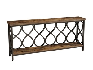 Console en bois rustique avec étagère de rangement en métal, meuble d'entrée ou de salon au design antique - Product Image 5