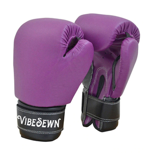 Gants de boxe en PU violet avec fermeture à lacets pour adultes, design à doigts entiers - Product Image 3