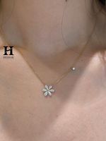 Collar con colgante de flor de diamante cultivado en laboratorio personalizado, gargantilla floral delicada de oro, collar de margarita con diamante certificado VVS, venta al por mayor