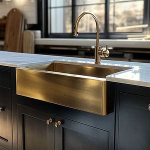 Évier de cuisine de luxe en laiton fait main, lavabo de style farmhouse haut de gamme, construction robuste et élégante pour maisons modernes de luxe - Product Image 4