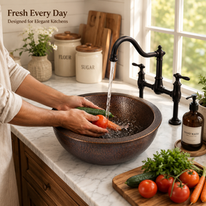 Handcrafted <b>Round</b> Hammered Copper Vessel Wash <b>Basin</b> Luxury Countertop Bathroom Sink Antique Copper Designer <b>Basin</b> for Home Hotel - Product Image 3