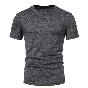 T-shirt d'été décontracté à manches courtes boutonné de couleur unie pour homme Sehe Fashion - Product Image 3