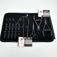 Kit d'outils pour extensions de cheveux nouées à la main Lucky Lash Tools, en acier inoxydable de qualité chirurgicale, avec perles mates de couleur personnalisée et crochet de tirage pour trame