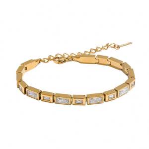 AMBER JEWELS Pulsera de tenis unisex Infinity con diamantes de laboratorio engastados en bisel, cadena chapada en oro de 10K, estilo clásico para uso diario, IGI - Product Image 2