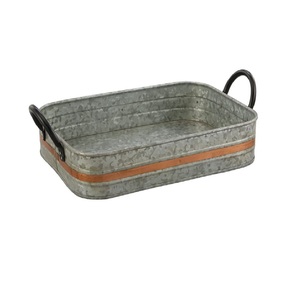 Bandeja de Servicio de Metal Galvanizado Personalizada con Asas de Madera, Bandejas Decorativas Apilables para Almacenamiento, para Uso en el Hogar y Hoteles - Product Image 3