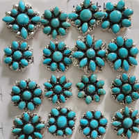 Bague en argent sterling 925 avec turquoise naturelle, faite à la main, bijoux bohèmes turquoise, bague à porter au quotidien, cadeau pour elle, bague design fleur.