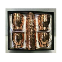Juego de Regalo de Botella de Cobre Puro Martillado de Lujo, Gran Capacidad, Ecológico, Ayurvédico, Unisex, Apto para Agua Hirviendo, Anticorrosión