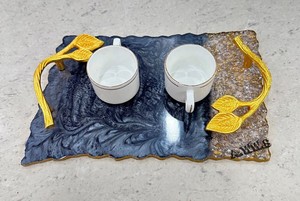 Abstract Resin Coffee <b>Tray</b> Designer Resin <b>Vanity</b> <b>Tray</b> Elegant Resin Serving Platter Artistic Resin Decor <b>Tray</b> Home Decor Resin - Product Image 4
