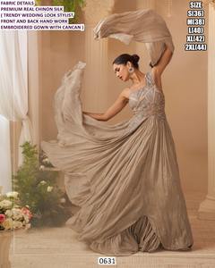 Vestido de Novia Chinon Eclipse, Estilo Imperio, Largo hasta el Suelo, Cuello Redondo, Diseño sin Mangas, Sujetador Incorporado, Estampado Floral, Cristales, Cómodo - Product Image 3