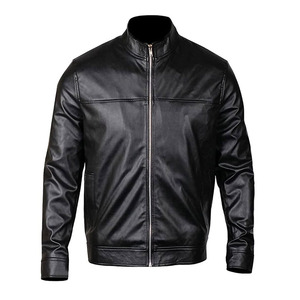 Blouson en cuir pour homme, coupe slim, style bomber, robuste, effet vieilli, vintage, en cuir véritable souple, décontracté, style motard, streetwear, en solde - Product Image 1