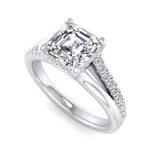 925 Silver With Asscher Cut Moissanite Diamond <b>Split</b> Band Birthday Gift for Women <b>Ring</b> - Product Image 6
