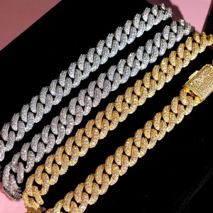 Premium Quality Diamond Cuban Link Chain <b>Necklace</b> for Men Gold Silver Plated <b>Statement</b> Jewelry Available For Sale - Product Image 2