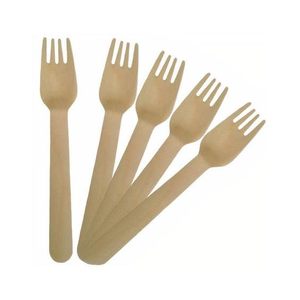 Tenedor Desechable de Madera de Abedul Natural de 155 mm, Biodegradable, Compostable, Ecológico, para Catering, Aperitivos - Product Image 2