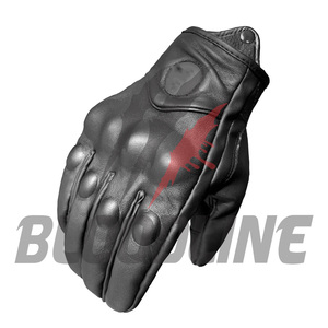 Bloodline Leather Motorcycle <b>Gloves</b> Wrist Length Breathable Unlined Sporty Style Cycling Black - Product Image 3