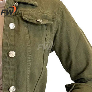 Veste en jean personnalisée avec clous et pierres, effet vieilli, style chemise, pour femme, avec décorations - Product Image 6