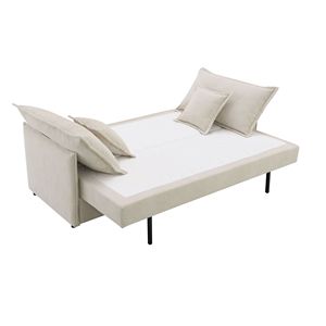 Divano Letto Componibile Elisea in Tessuto Beige con 2 Cuscini Decorativi, Comodi Divani Letto - Product Image 6