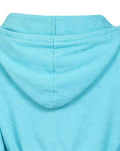 Manufacturer Custom Womens Aqua Blue <b>Cropped</b> <b>Zip</b> <b>Up</b> Hoodie Slim Fit Long Sleeve Casual Streetwear Cotton Fleece Sweatshirt - Product Image 3