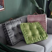 Cojín Cuadrado de Terciopelo Ecológico para Silla, Funda de Poliéster, Relleno de Algodón, Acolchado Personalizable, Lazos Extraíbles