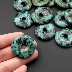 Donuts en cristal naturel, turquoise africaine, pierre précieuse, pierre de cristal, pierres précieuses Reiki, donuts de guérison, agate - Product Image 4