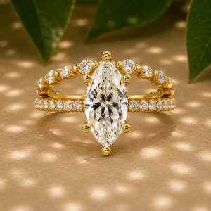 Hot Selling Marquise Cut Dual Band Floating Crown Lab Grown Diamond <b>Ring</b> IGI Certified 18K Solid Gold Engagement <b>Rings</b> For Women - Product Image 1