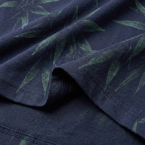 <b>Men's</b> <b>Navy</b> <b>Blue</b> <b>T</b> <b>Shirt</b> with Botanical Leaf Print Green Tropical Foliage Graphic Crew Neck With Short Sleeve - Product Image 6