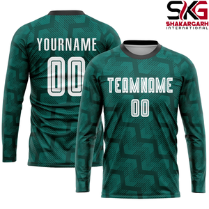 Conjunto de camiseta de fútbol verde personalizada, uniforme de fútbol de manga corta, estampado con el nombre del equipo y el número, ropa de partido - Product Image 3