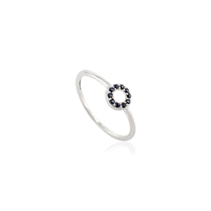 14k Blue Sapphire Minimalist <b>Circle</b> <b>Ring</b> for Women - Product Image 4
