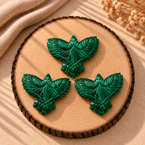 Sculpture d'aigle en malachite de 30 mm, pendentif artisanal en pierre précieuse pour la fabrication de bijoux, décoration, artisanat, fournitures en gros - Product Image 5