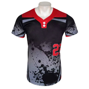 Wholesale Breathable Professional Hot Selling <b>Baseball</b> Uniform Best Quality Custom Sublimation 100% Polyester Quick Dry V-neck - Product Image 4