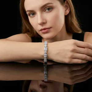 สร้อยข้อมือเทนนิสเพชร Aivenchy Lab Grown Diamond ชุบทอง 14k รับรองโดย IGI สไตล์ฮิปฮอป ขนาด 2 มม. 3 มม. 7 นิ้ว เครื่องประดับแฟชั่นสำหรับผู้หญิง - Product Image 5