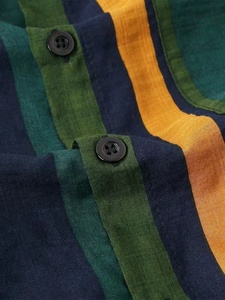 Conjunto de Camisa y Pantalones Cortos de Verano para Hombre, Camisa a Rayas Coloridas y Pantalones Cortos Transpirables de Algodón para Hombre - Product Image 4