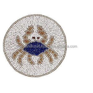 Posavasos clásico con diseño de animales bordados, hecho a mano, con cuentas de vidrio, peso ligero, almohadilla redonda, vajilla de empoderamiento artesanal sostenible - Product Image 4