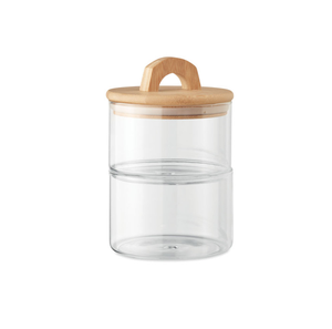Bocaux en verre transparent avec couvercles en bois, compatibles lave-vaisselle, grande capacité pour organiser les épices, les herbes, le thé, les biscuits, les ingrédients de pâtisserie - Product Image 1