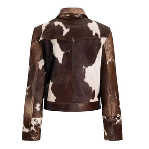 Chaqueta de Cuero Genuino de Piel de Vaca con Pelo, Estilo Unisex, Último Diseño, Chaqueta Acolchada de Cuero de Vaca con Pelo Real para Mujer - Product Image 3