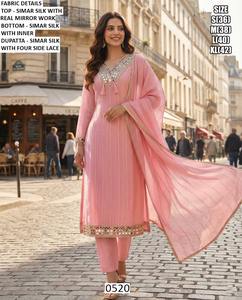 Kurta Tradicional Larga para Mujer, Marca Royale, con Bordado Bhandhani y Dupatta de Secado Rápido, Ideal para Fiestas, Bodas y Diwali, para Todas las Temporadas - Product Image 3