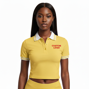 Polo Corto Más Vendido para Mujer, Estilo de Tres Botones, Polo de Piqué para Verano, Polo de Golf a la Moda - Product Image 2