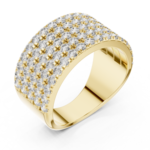 Bague de luxe en diamant de laboratoire de 2,1 carats, taille ronde, sertie en or jaune 18 carats plaqué rhodium, demi-alliance pour fiançailles, fêtes, mariages et usage quotidien - Product Image 1