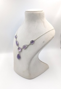 Collar de Cadena con Caja para Enamorados, con Gema de Amatista Rosa Natural, Bañado en Plata, Lujoso, para Boda, para Mujer, 22 Pulgadas, de Moda - Product Image 3