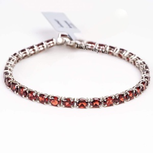 Pulsera de Granate Natural, Pulsera de Tenis, Plata de Ley 925, Joyería de Granate, Pulsera de Enero, Pulsera de Granate con Gema, Regalo - Product Image 1