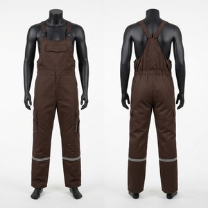 Overol de Trabajo Unisex Marrón con Franjas Reflectantes, Material de Poliéster, Uniforme de Alta Visibilidad, Certificado CE, Ropa de Trabajo Impermeable - Product Image 1