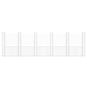 Panier gabion en forme de U avec 6 poteaux en fer 244,1''x7,9''x78,7'' Clôtures, treillis et portails - Product Image 3