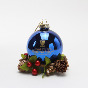 Logo personnalisé imprimable école université société verre boule <span class=keywords><strong>de</strong></span> Noël ornement idées cadeaux articles promotionnels - Product Image 2