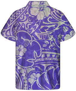 Chemise décontractée pour homme en popeline respirante, tendance estivale, à manches courtes, motif tribal samoan, ODM - Product Image 2