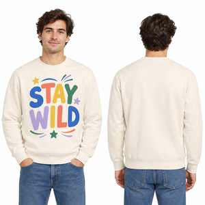 Sweat-shirt à col rond imprimé Premium Stay Wild pour homme, pull en tricot décontracté, coupe classique, style automne - Product Image 3