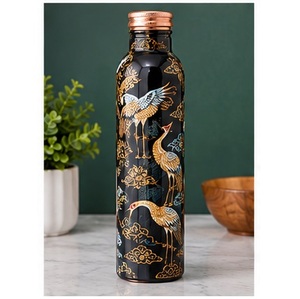 Botella de Agua de Cobre con Diseño Floral, Portátil, para Viajes, con Tapa, en Colores Blanco, Rojo y Verde - Product Image 5