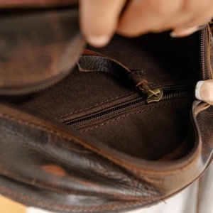 LW Women's Vintage <b>Boho</b> Style Cowgirl Leather Purse Handtooled Single Strap Sling <b>Bag</b> with Chains Portable Animal Fur for Winter - Product Image 5